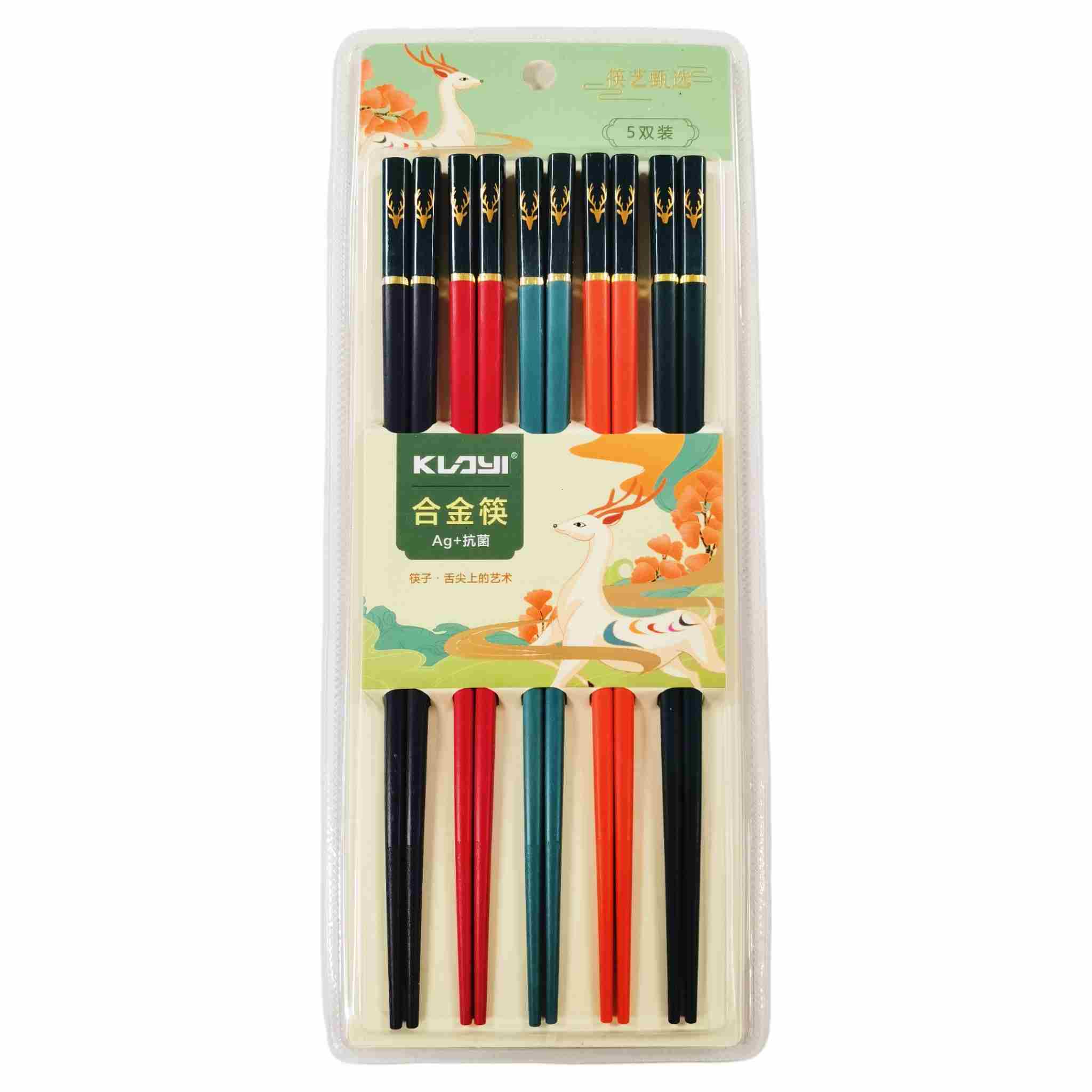 筷艺甄选合金五彩筷子（五双装）一鹿有你