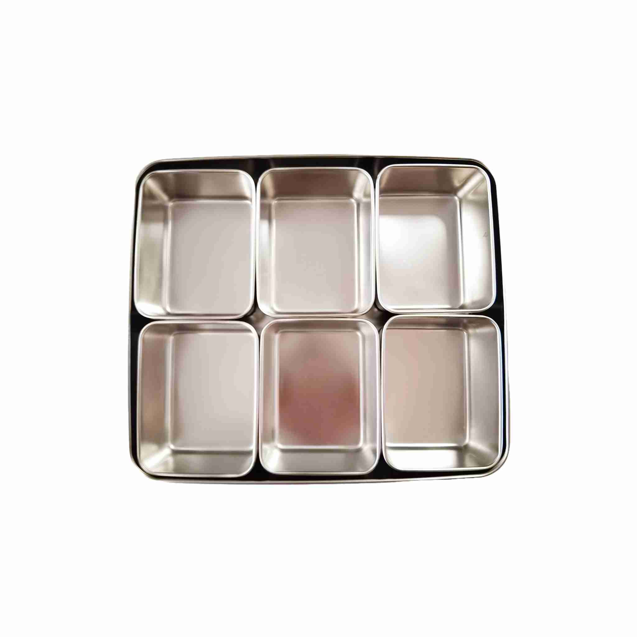 不锈钢带盖调料盒（6格）