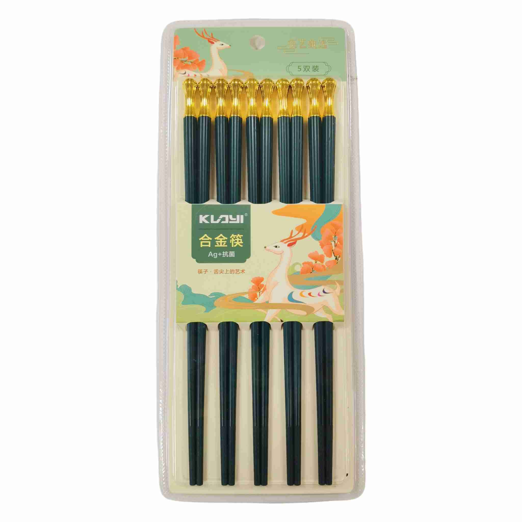筷艺甄选合金绿色筷子（五双装）世界杯