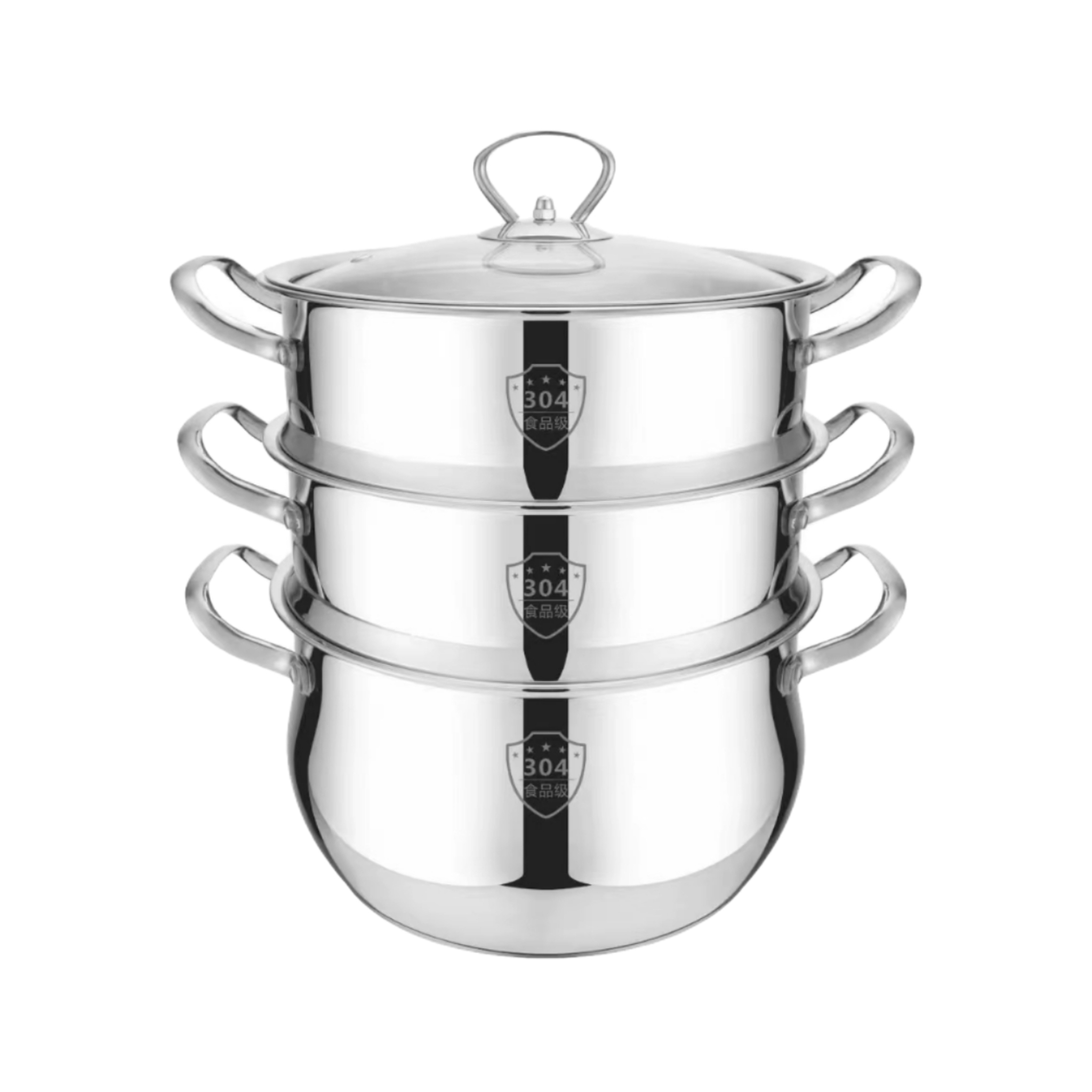 高级304不锈钢三层蒸锅28cm复底